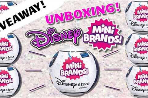 GIVEAWAY! UNBOXING Mini Brands DISNEY STORE Edition!! Zuru 5 Surprise Toy Blind Bag Opening!!