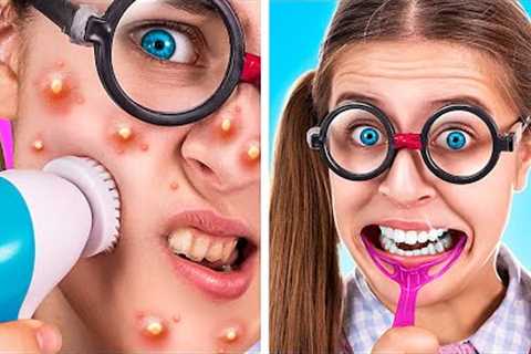 From Nerd to Popular! / Extreme Makeover with Beauty Hacks