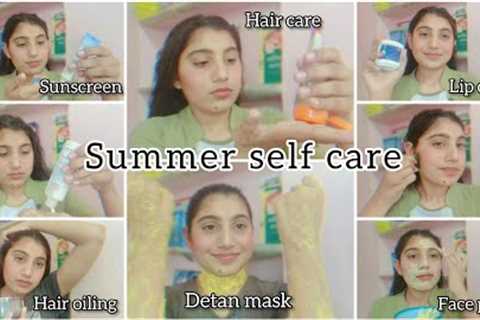 summer self care routine 🌞🌷|hair care,skin care,de-tan || india || #skincare #summer #hair