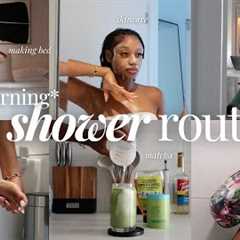 MY *morning* SHOWER + PAMPER ROUTINE | fav body products + skincare + morning routine